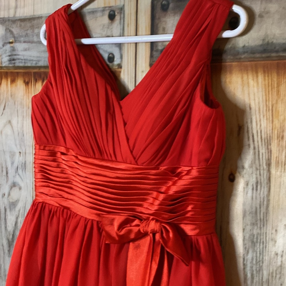 Light in the Box NWOT Formal Prom Dress Red Satin Chiffon Sleeveless Lined - Picture 2 of 6